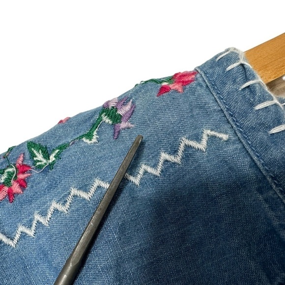 Lucky Brand Girls Embroidered Cotton Dress Sz Large (12/14) Blue Long Sleeve - Picture 5 of 8